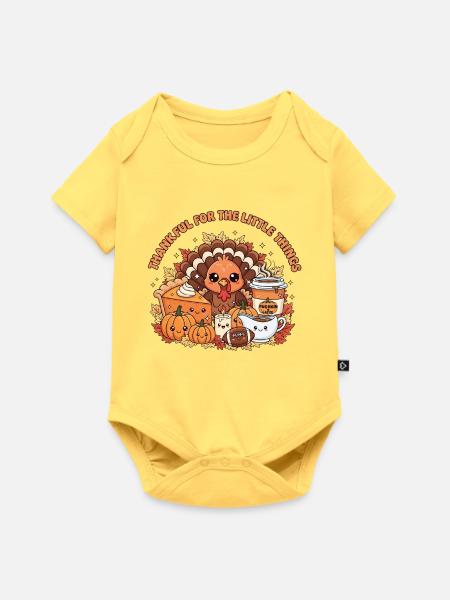 Dankbar für die kleinen Dinge Cartoon - Baby Premium Kurzarmbody - Pastellgelb
