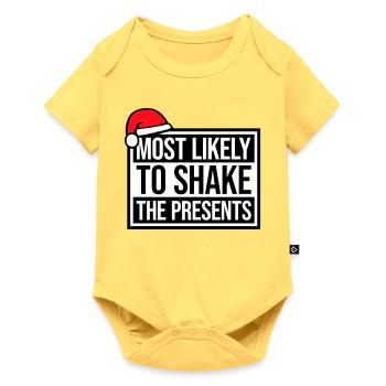 Le plus susceptible de secouer les cadeaux Noël Fun - Body à manches courtes Premium Bébé - jaune pastel - Devant