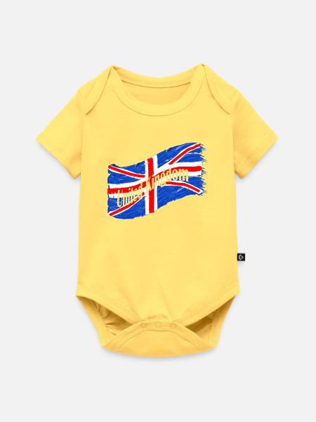 England Fahne - Baby Premium Kurzarmbody - Pastellgelb