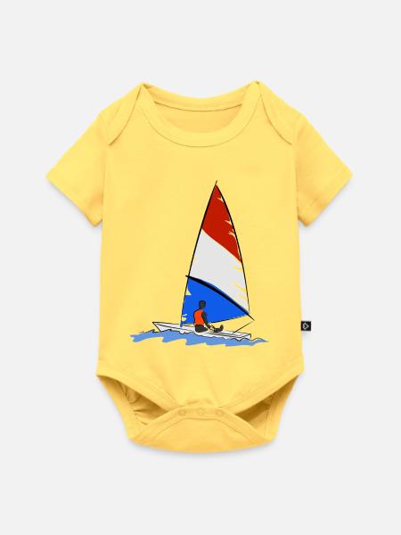 Segelboot - Baby Premium Kurzarmbody - Pastellgelb