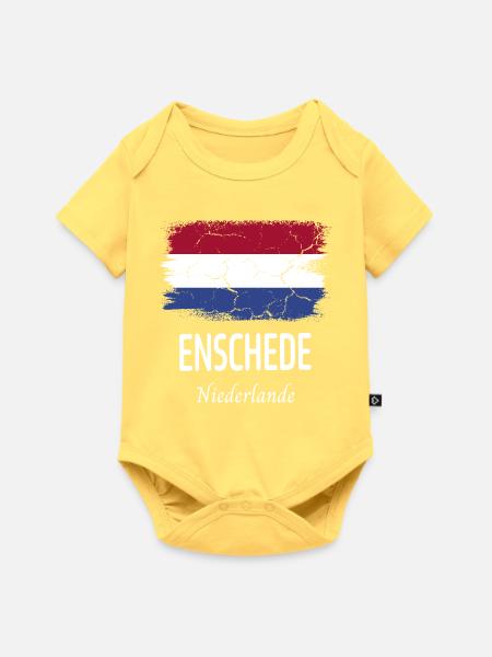 Enschede - Baby Premium Kurzarmbody - Pastellgelb