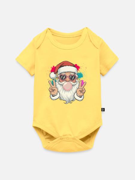 Der Weihnachtsmann bläst Kaugummi - Baby Premium Kurzarmbody - Pastellgelb