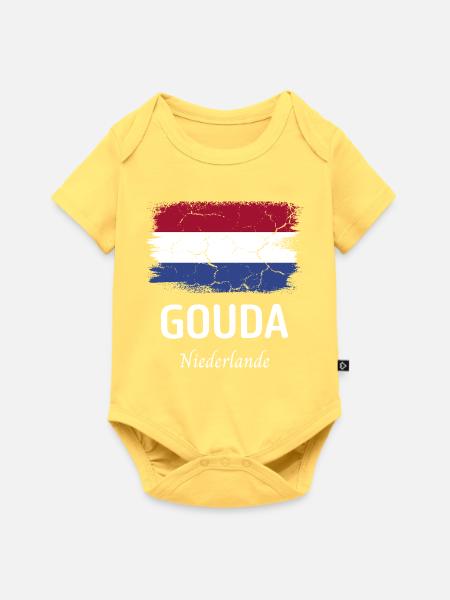 Gouda - Baby Premium Kurzarmbody - Pastellgelb
