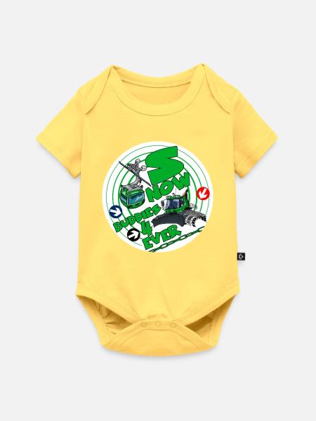 1423-SNOW_BUDDIES_4_EVER_groen-Buchstaben - Baby Premium Kurzarmbody - Pastellgelb