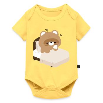 Castor endormi douillet sur lit - Body à manches courtes Premium Bébé - jaune pastel - Devant