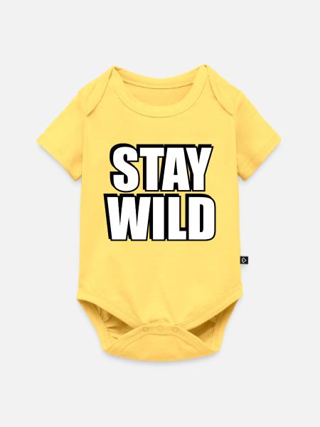 BLEIB WILD - Baby Premium Kurzarmbody - Pastellgelb