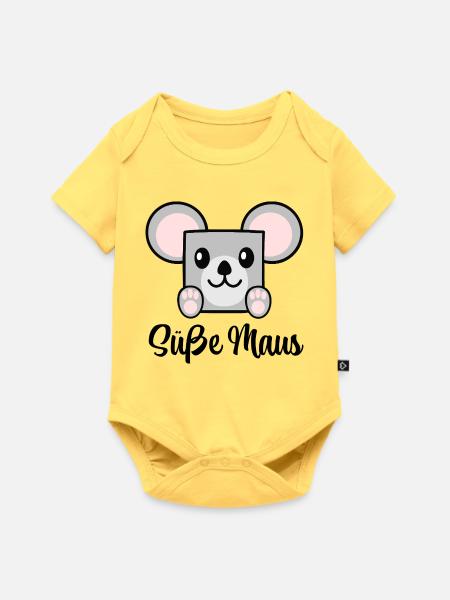 Süße Maus - Baby Premium Kurzarmbody - Pastellgelb