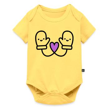 Cute Gloves with Heart | Winter Love - Baby Premium short-sleeve bodysuit - sky yellow - Front