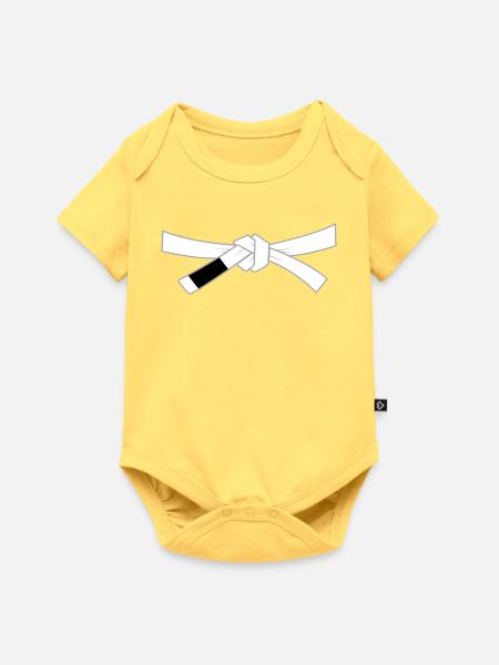 Whitebelt - Weißgurt - Baby Premium Kurzarmbody - Pastellgelb