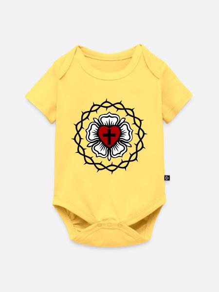 Lutherische Rose und Dornenkrone - Baby Premium Kurzarmbody - Pastellgelb