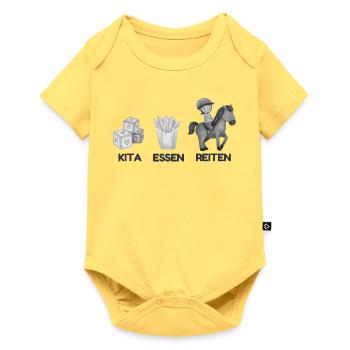 Kita Essen Reiten Motive Pferd - Baby Premium Kurzarmbody - Pastellgelb - Vorne