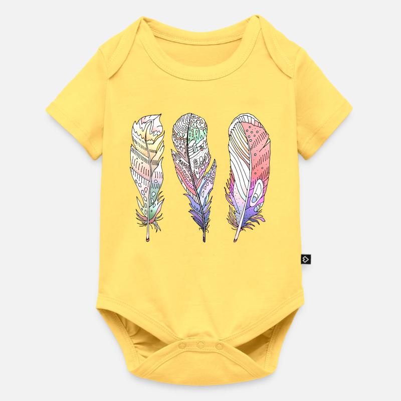 Feder - Baby Premium Kurzarmbody - Pastellgelb