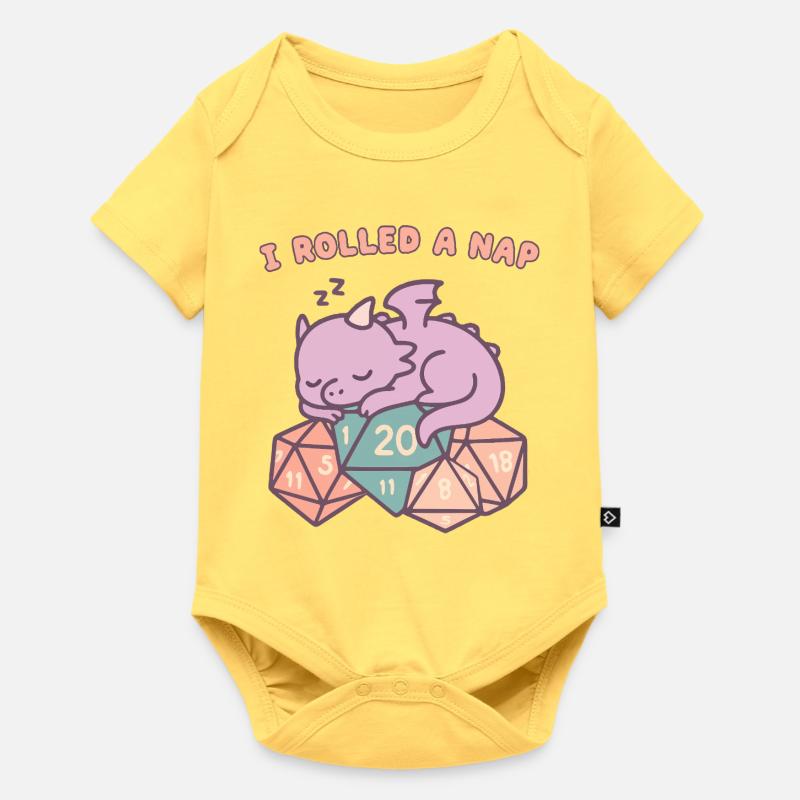 Nickerchen Rollender Drache - Baby Premium Kurzarmbody - Pastellgelb