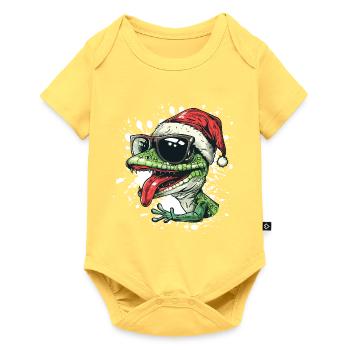 Lézard Noël Drôle Gecko - Body à manches courtes Premium Bébé - jaune pastel - Devant