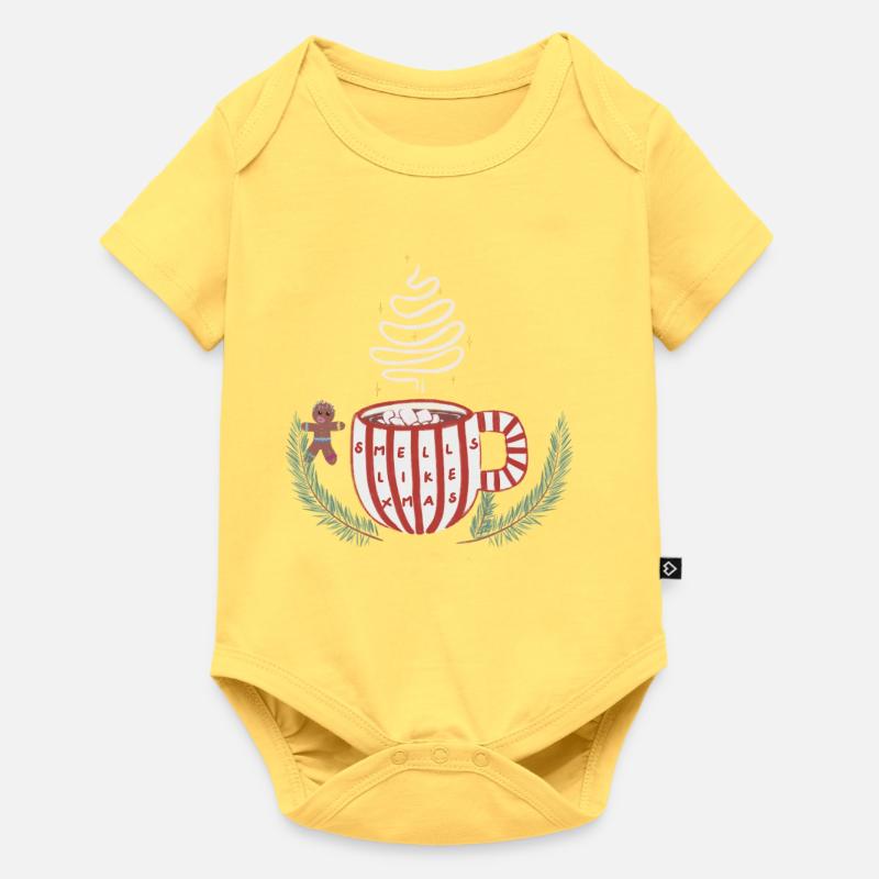 Ça sent comme une tasse de Noël - Body à manches courtes Premium Bébé - jaune pastel