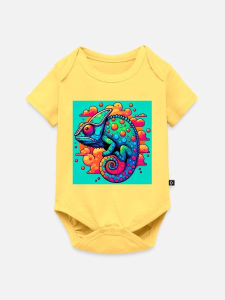 Chamäleon - Baby Premium Kurzarmbody - Pastellgelb