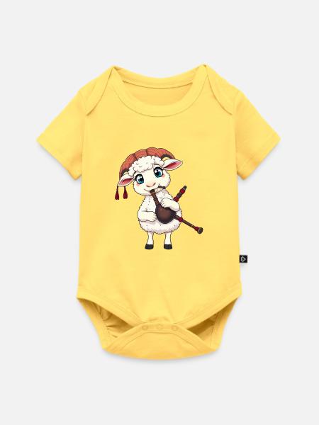 Musikerlamm mit Dudelsack - Baby Premium Kurzarmbody - Pastellgelb