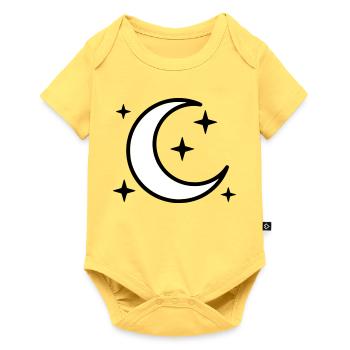 Croissant de lune et étoiles | Nuit magique - Body à manches courtes Premium Bébé - jaune pastel - Devant