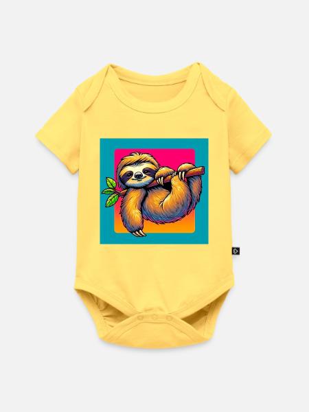 Faultier - Baby Premium Kurzarmbody - Pastellgelb