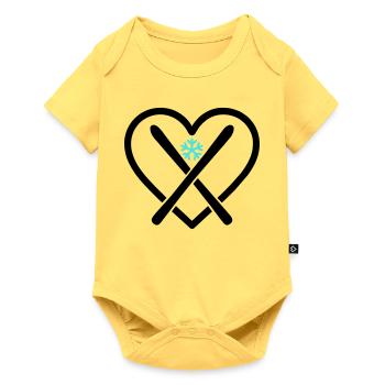 Skiing Heart Mountain Snow Sport Passion - Baby Premium short-sleeve bodysuit - sky yellow - Front