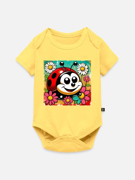 Marienkäfer - Baby Premium Kurzarmbody - Pastellgelb