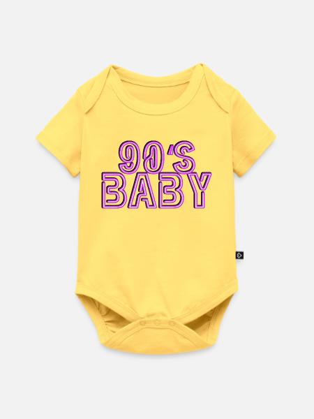 90 Baby - Baby Premium Kurzarmbody - Pastellgelb