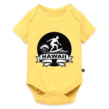 Surfeur Hawaii Vague Bannière - Body à manches courtes Premium Bébé - jaune pastel - Devant
