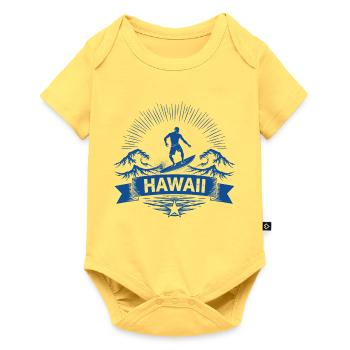 Hawaii Surfer Surfer sur Pacific Wave - Body à manches courtes Premium Bébé - jaune pastel - Devant