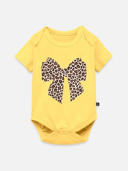 Geschenkidee für eine Leopardenschleife - Baby Premium Kurzarmbody - Pastellgelb