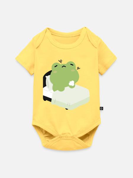 Tired Frog Schlafenszeit - Baby Premium Kurzarmbody - Pastellgelb