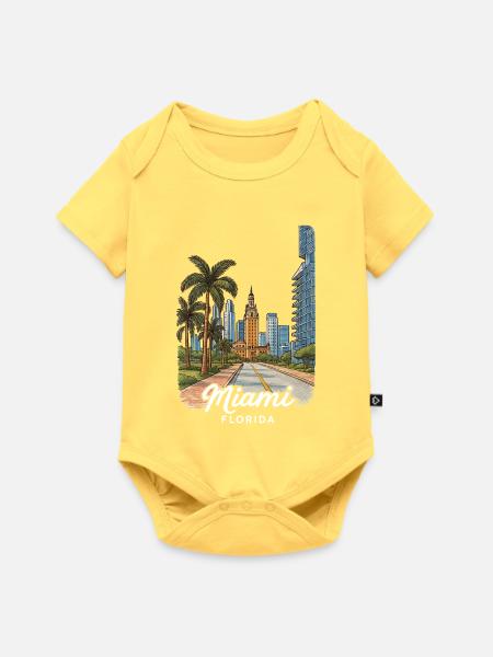 Miami Florida - Baby Premium Kurzarmbody - Pastellgelb