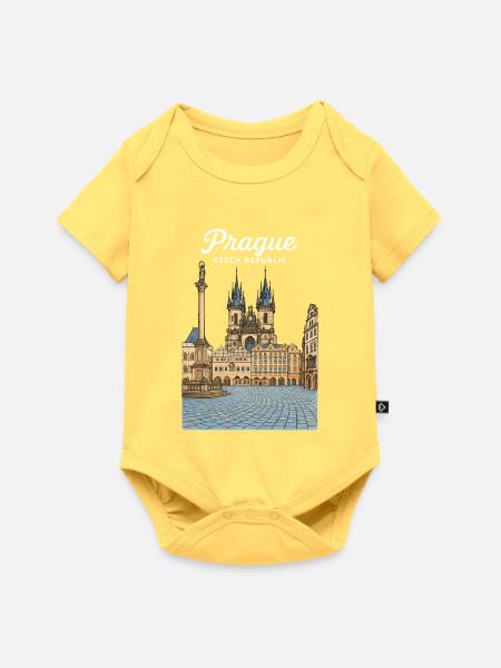 Prag - Baby Premium Kurzarmbody - Pastellgelb