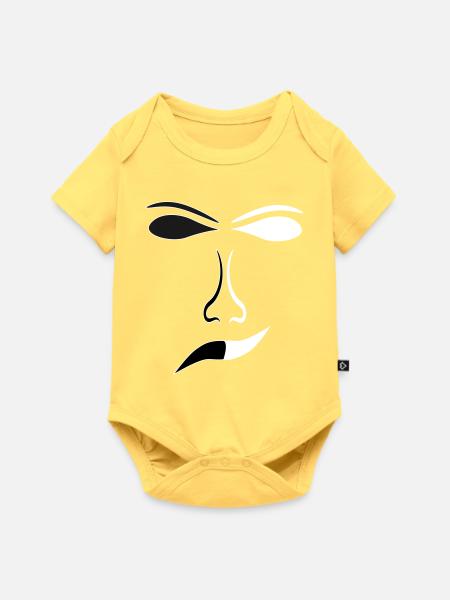Abstrakte Gesichtslinien Kontrast Maske - Baby Premium Kurzarmbody - Pastellgelb