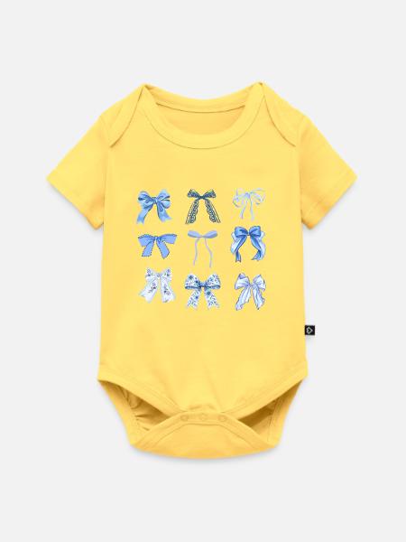 Blaue Knoten - Baby Premium Kurzarmbody - Pastellgelb