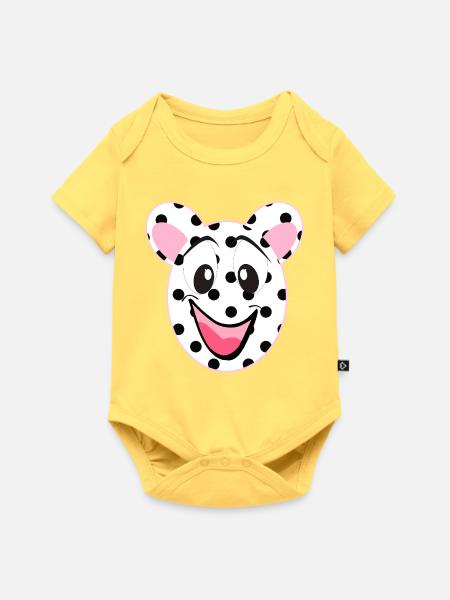 Fröhliches Bärengesicht Cartoon - Baby Premium Kurzarmbody - Pastellgelb