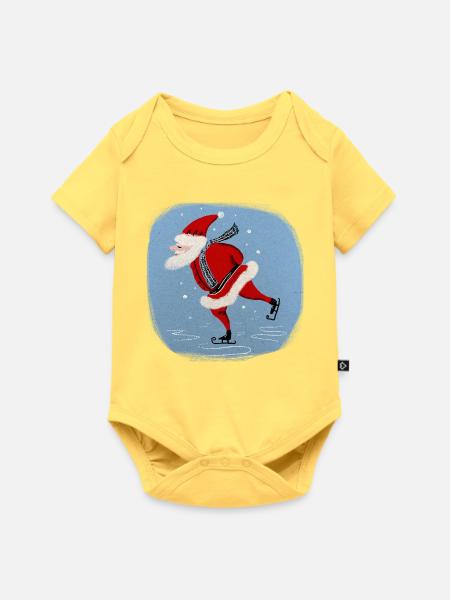Weihnachtsmann auf Kufen - Baby Premium Kurzarmbody - Pastellgelb