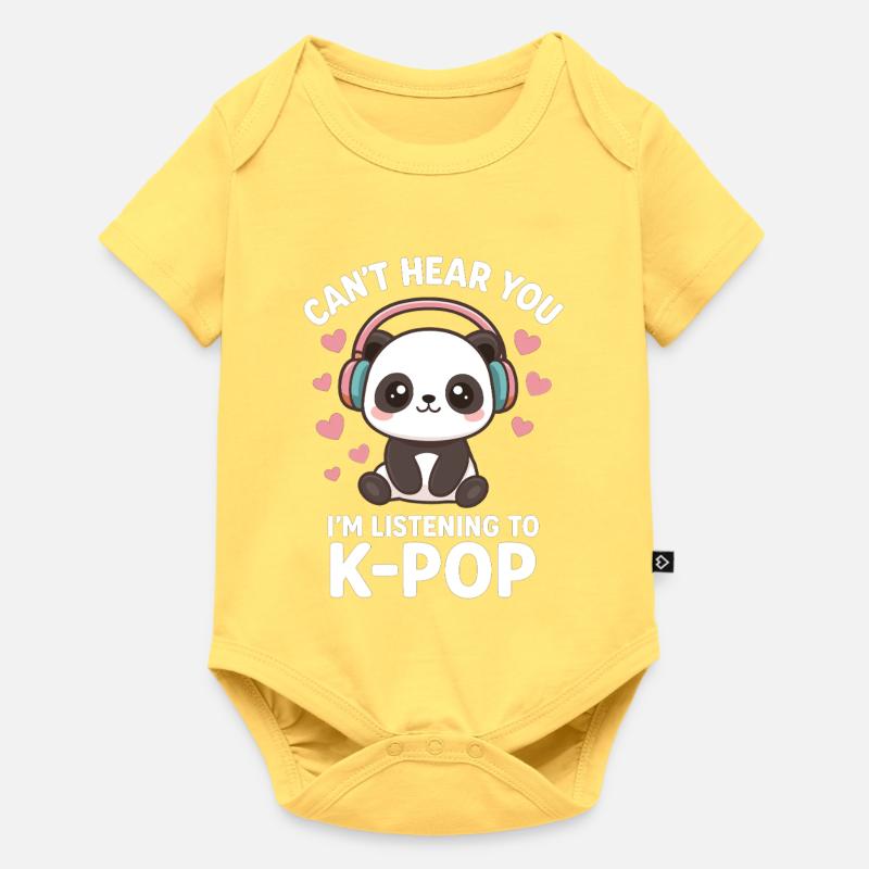 Kawaii Panda – Style K-Pop mignon - Body à manches courtes Premium Bébé - jaune pastel