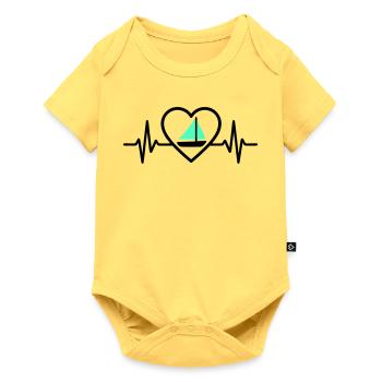 Herz Segeln – Leidenschaft Boot - Baby Premium Kurzarmbody - Pastellgelb - Vorne