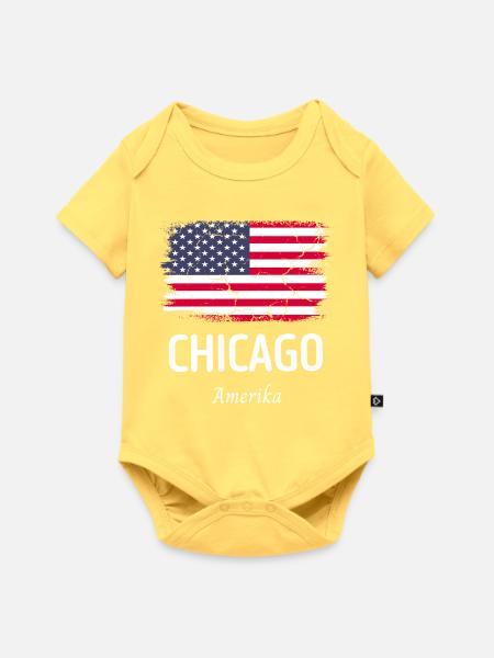 Chicago - Baby Premium Kurzarmbody - Pastellgelb