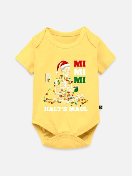 Weihnachtsmann Weihnachtszeit Skelet Weihnachts - Baby Premium Kurzarmbody - Pastellgelb
