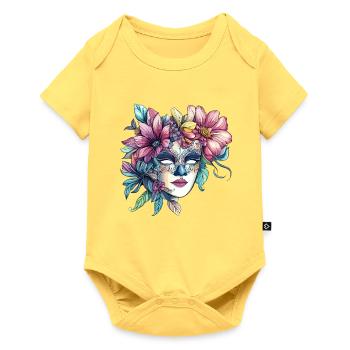Floral mask in masquerade ball style - Baby Premium short-sleeve bodysuit - sky yellow - Front