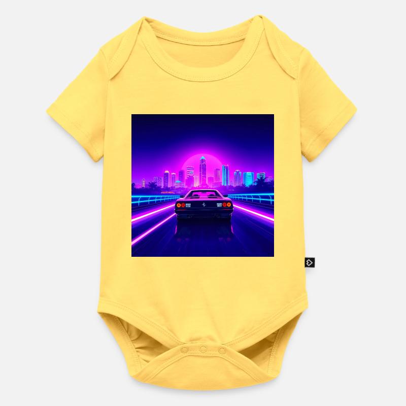 Skyline néon et cabriolet rétro - Body à manches courtes Premium Bébé - jaune pastel