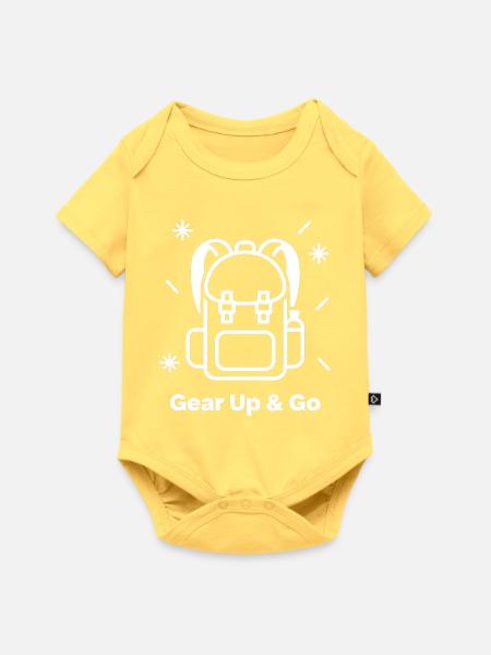 Ausrüstung hoch Go Rucksack Camping Wandern - Baby Premium Kurzarmbody - Pastellgelb