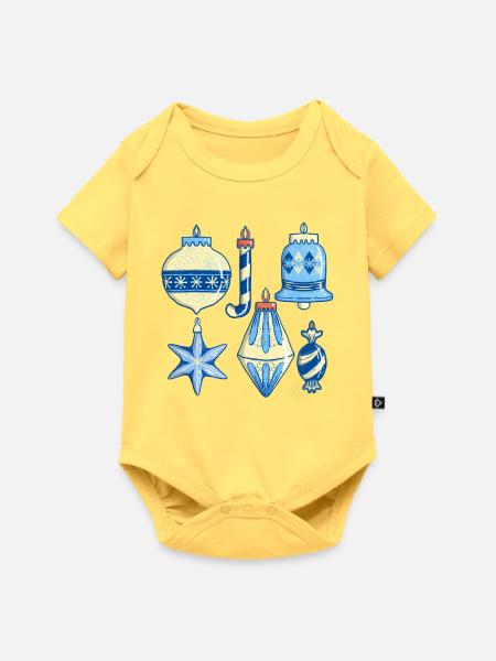 Frostige Ornamente - Baby Premium Kurzarmbody - Pastellgelb