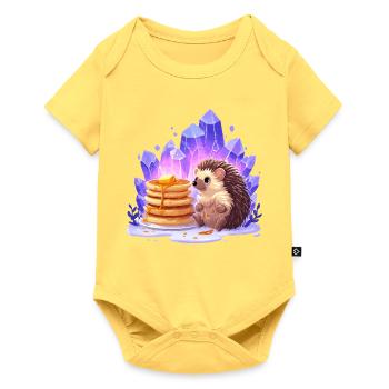 Hérisson avec des pancakes et des cristaux - Body à manches courtes Premium Bébé - jaune pastel - Devant