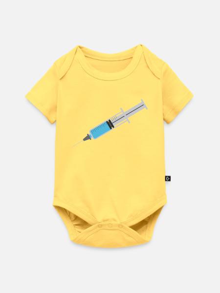 Blau Spritzen-Illustration - Baby Premium Kurzarmbody - Pastellgelb
