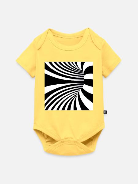Hypnotische Schwarzweißwellen - Baby Premium Kurzarmbody - Pastellgelb