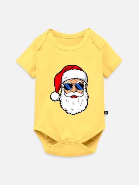 Cooler Weihnachtsmann mit Sonnenbrille - Baby Premium Kurzarmbody - Pastellgelb