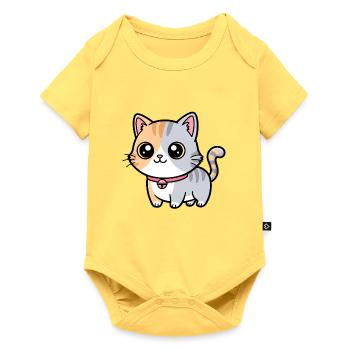 Calico Kitten Collar Charm - Baby Premium short-sleeve bodysuit - sky yellow - Front