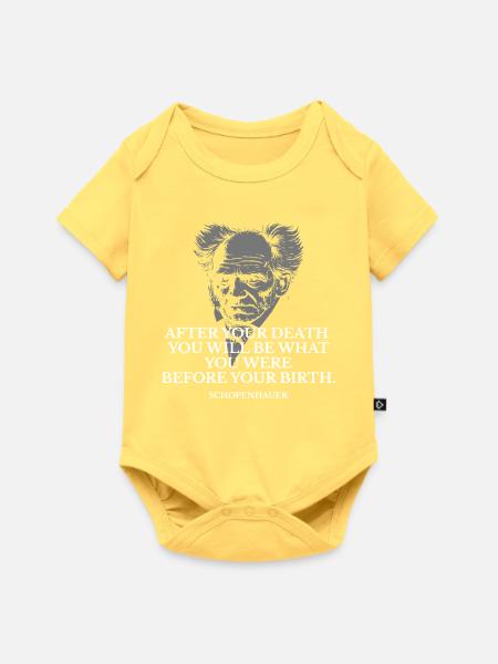 Schopenhauer Geburts- und Todeszitat - Baby Premium Kurzarmbody - Pastellgelb